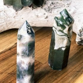 Natural Moss Agate Tower Point Crystal