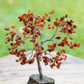 Carnelian Chip Tree of Life with Stone Base