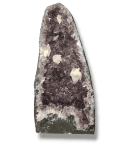 大教堂式切割紫水晶搭配螢光方解石